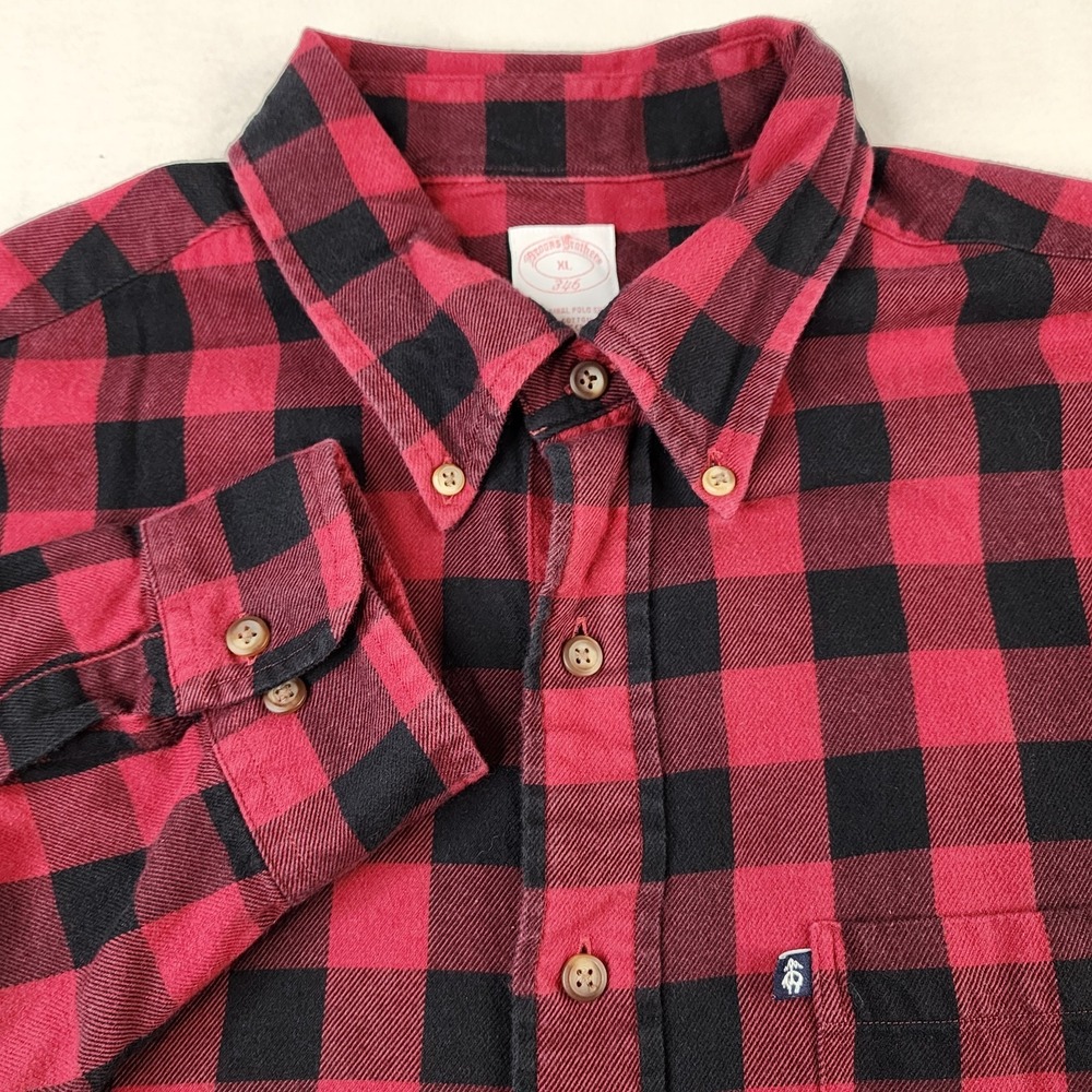 Brooks Brothers Men's XL Flannel Red Black Buffalo‎ Plaid L/S Button Down